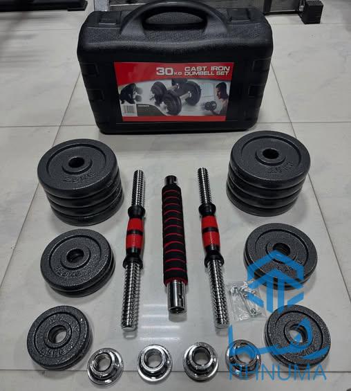 سيت دمبل و هالتر نكلي جديد (10kg, 15kg. 20kg,  50kg, 30kg) رسيده، همه دمبل و هالتر دارند