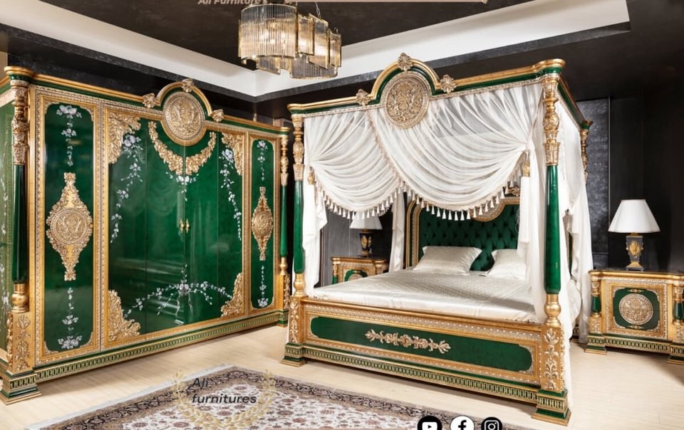 ‏‎سیت تخت خواب شاهی گل کنی  با بهترین دیزان های مدل سال
